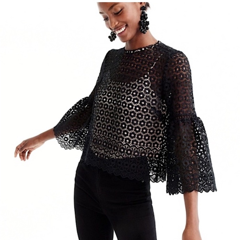 (4) NWOT J. Crew Daisy Lace Bell Sleeve Blouse